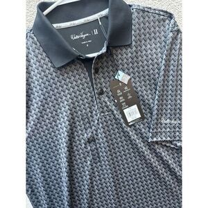 Walter Hagen Golf Polo Men's Small Grey P11‎ Tee Time Print Houndsteeth NEW